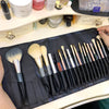 Roll up Leather Bag Make up Brush Organizer